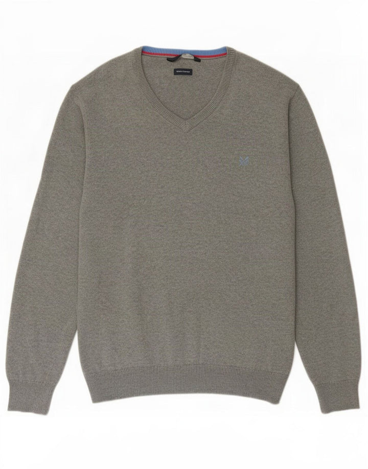 J. Crew Herre V-hals sweater 2XL Grå Bomuld