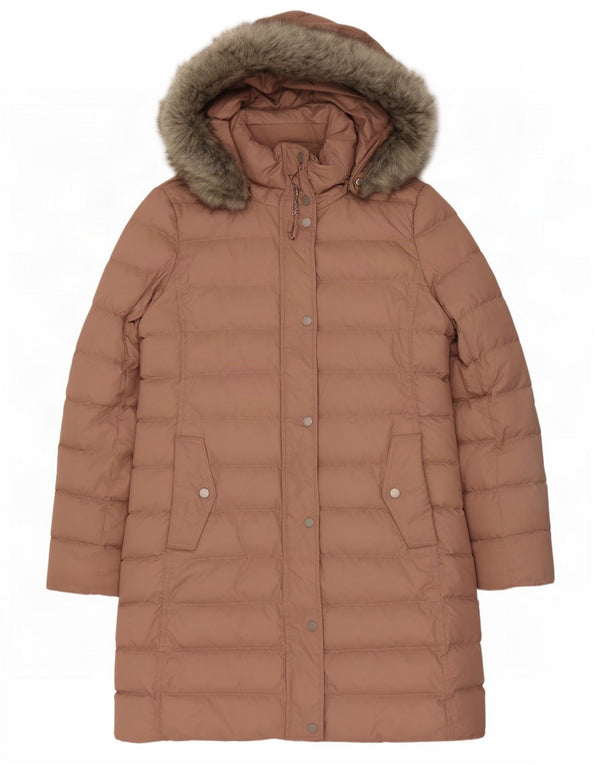 Tommy Hilfiger Dame Hætte Polstret Frakke UK 14 Large Pink Polyester