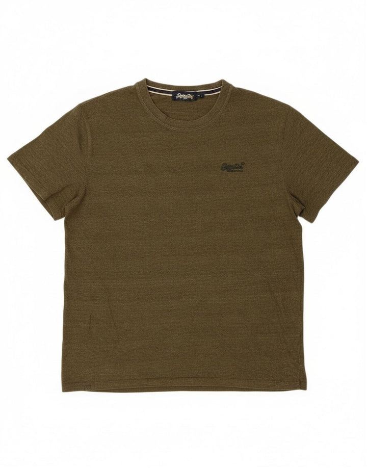 Superdry T-shirt top til mænd 2XL Khaki stribet bomuld