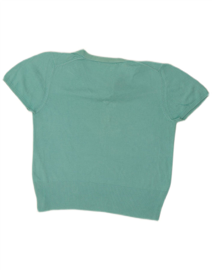 Marks & Spencer Dame Crop V-hals sweater UK 12 Medium Turkis