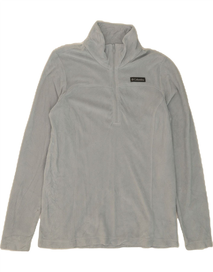 COLUMBIA Womens Zip Neck Fleece Jumper UK 14 Medium Blue Polyester Vintage Columbia and Second-Hand Columbia from Messina Hembry 