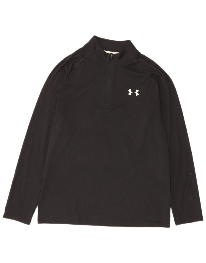 Under Armour Herre Heat Gear Zip Neck Pullover Træningsdragt Top Medium Sort