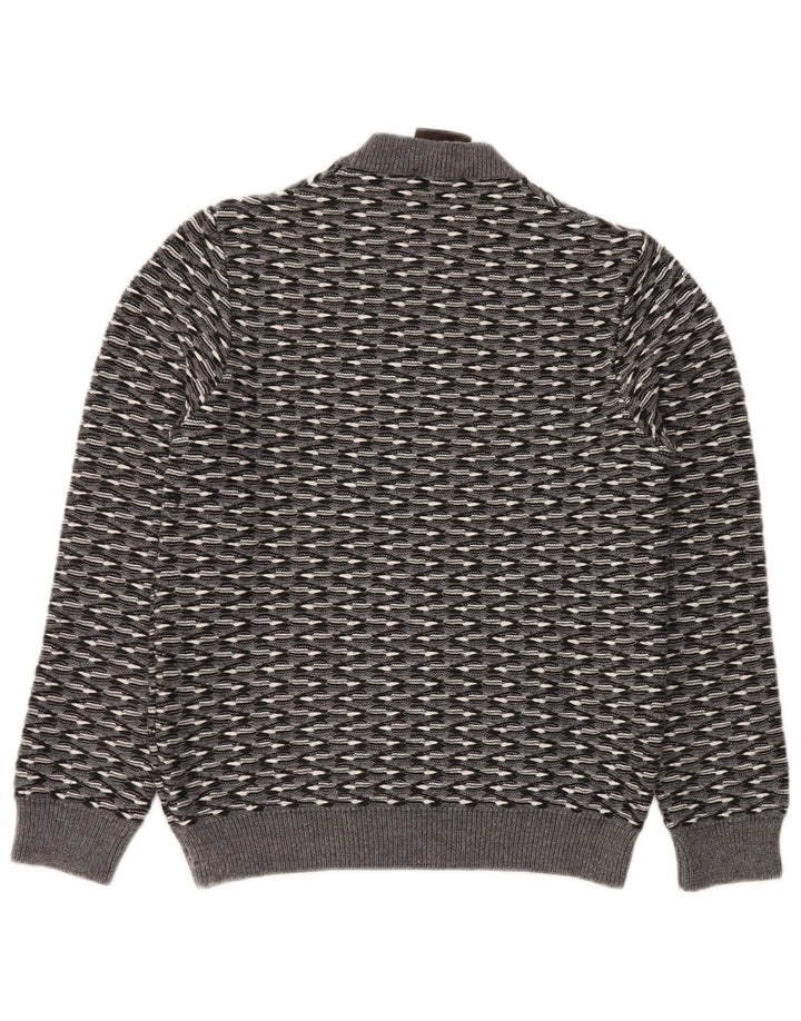 RELIVE Herre rund hals sweater IT 46 Lille grå stribet uld