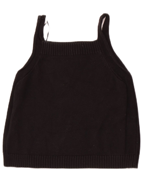 The White Company Womens Label Crop Knit Cami Top UK 12 Medium Black Bomuld