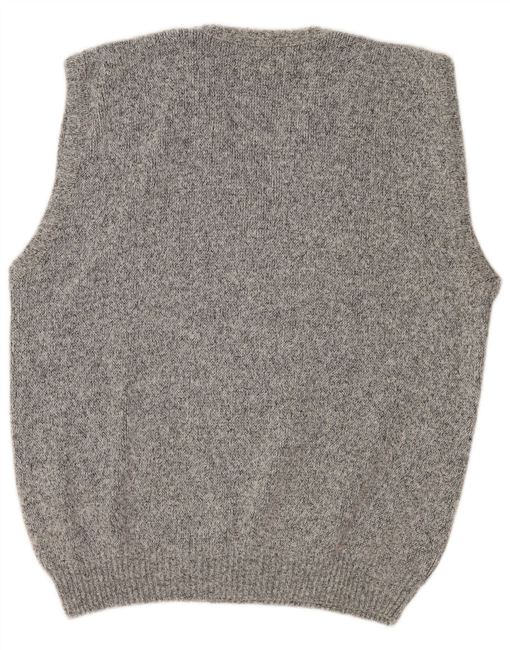 Vintage herrevest tanktop EU 50 mellemgrå geometrisk polyakryl