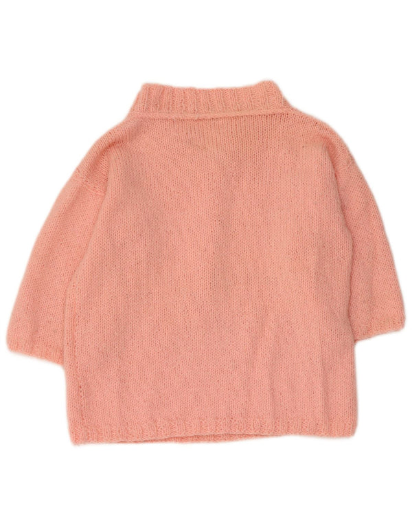 Vintage Dame 3/4 ærmet Turtle Neck sweater UK 14 Medium Pink