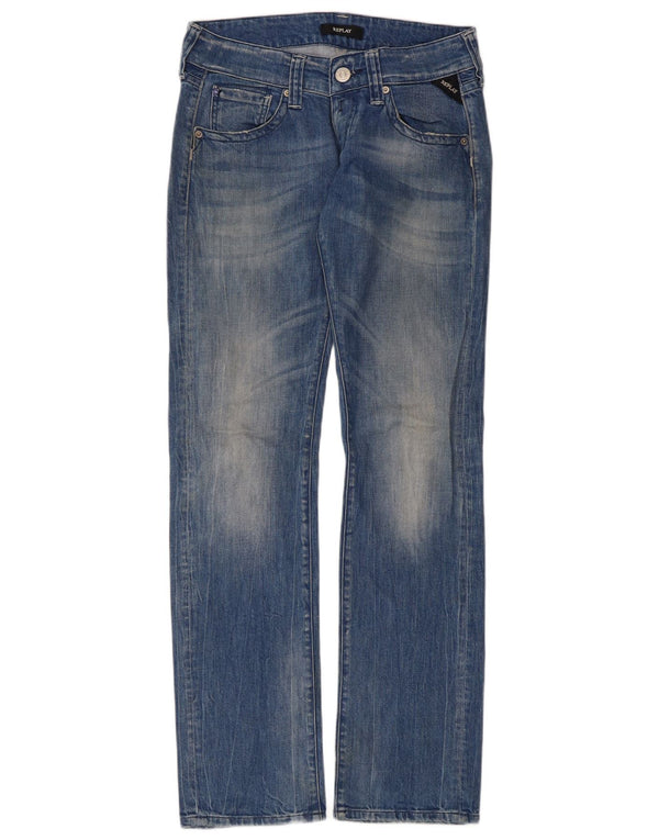 Replay Womens Newswenfani Relaxed Fit Bootcut Jeans W26 L32 Blå Bomuld