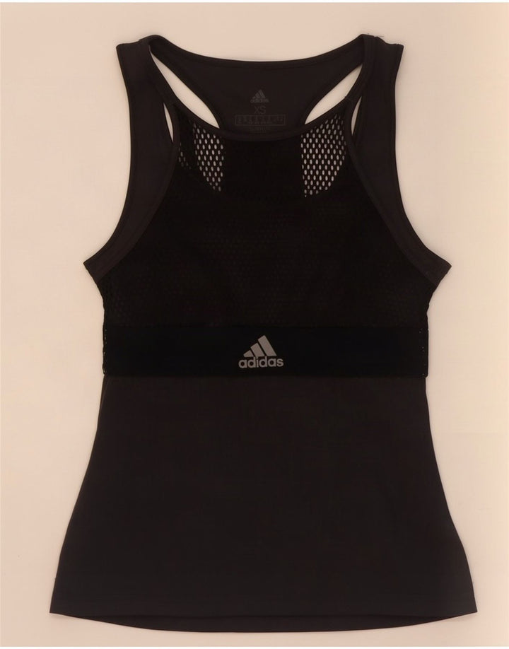 Adidas Dame Climalite Vest Top UK 4/6 XS Sort Polyester
