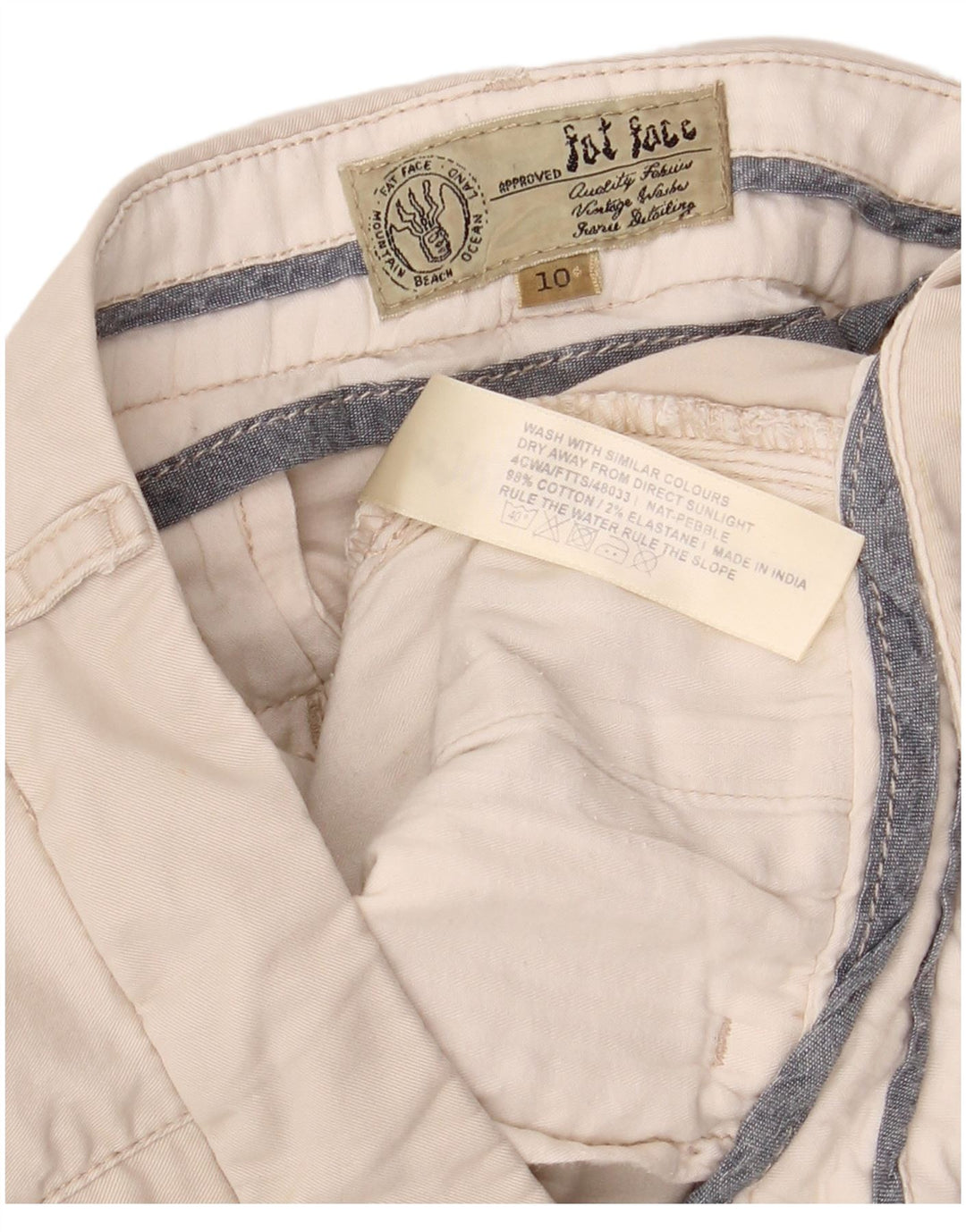 Fat Face Womens Cropped Trousers UK 10 Small W30 L25 White Bomuld