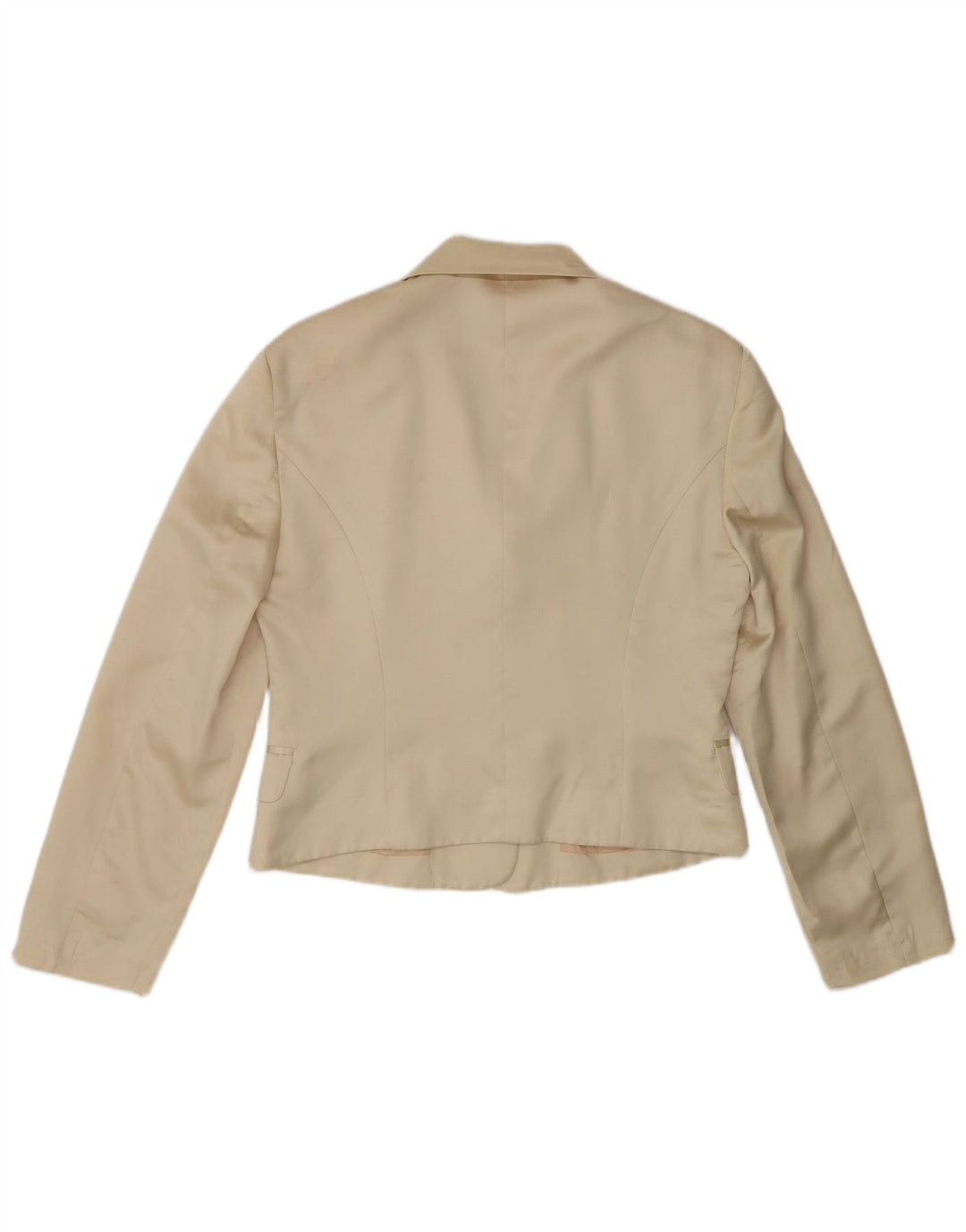 Benetton Womens Crop 3-knaps blazerjakke IT 44 Medium Beige Polyester
