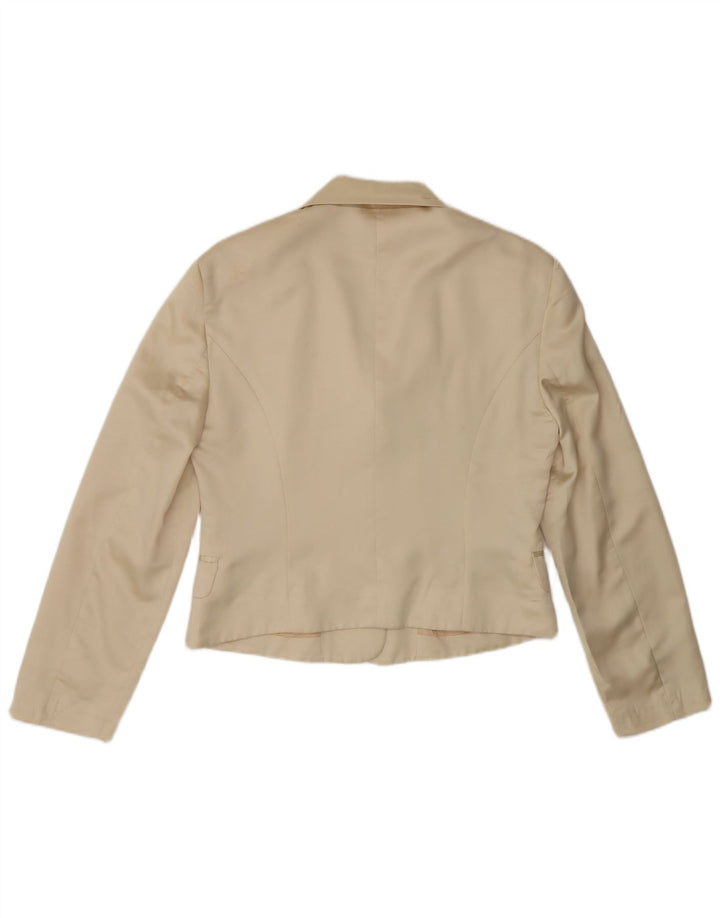 Benetton Womens Crop 3-knaps blazerjakke IT 44 Medium Beige Polyester