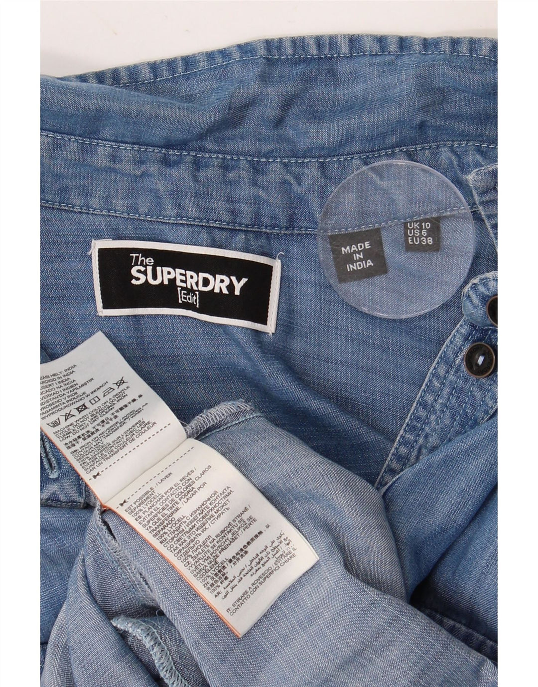 SUPERDRY Dame Denim Kjole UK 10 Small Blue Lyocell