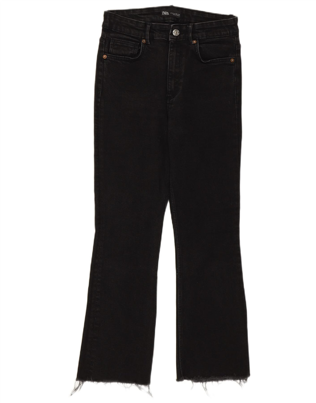 Zara Dame Bootcut Jeans EU 38 Small W28 L25 Sort Bomuld