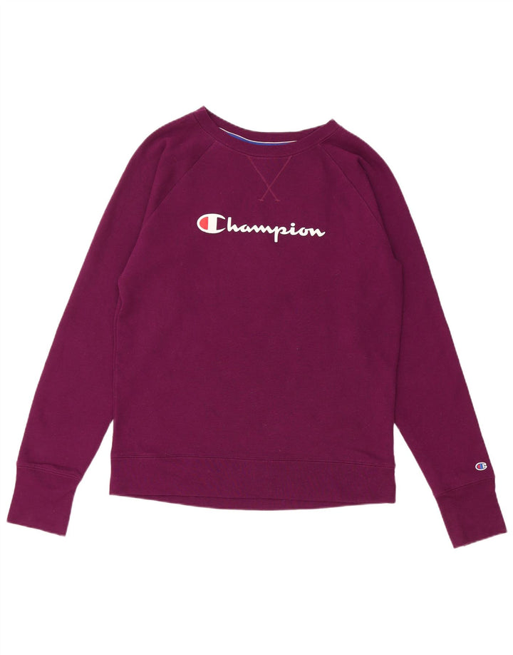 Champion Dame Grafisk Sweatshirt Jumper UK 14 Medium Maroon