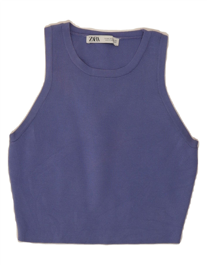 ZARA Womens Sleeveless Crop Top UK 12 Medium Purple Vintage Zara and Second-Hand Zara from Messina Hembry 