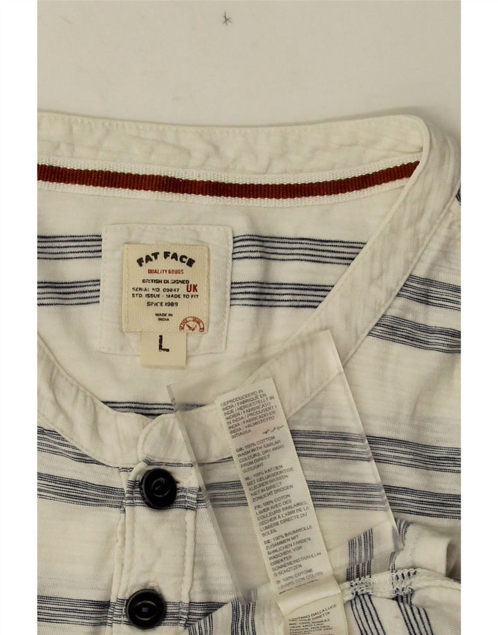 Fat Face Herre T-Shirt Top Stor hvid stribet bomuld