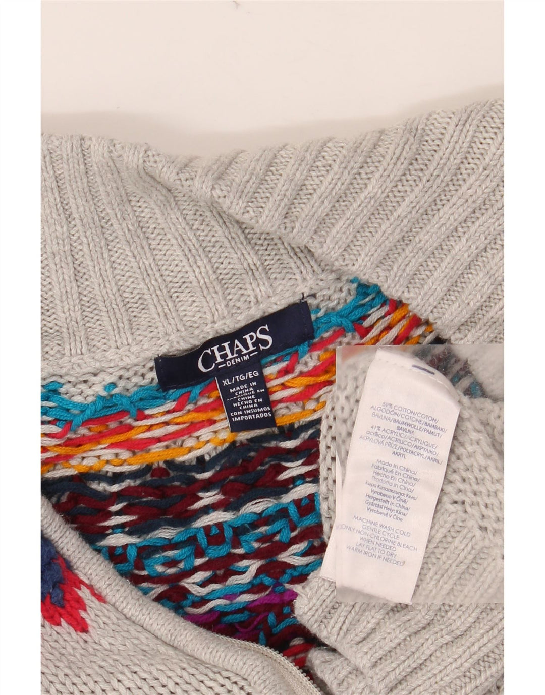 CHAPS Cardigan sweater til kvinder UK 18 XL Grå Fair Isle Bomuld