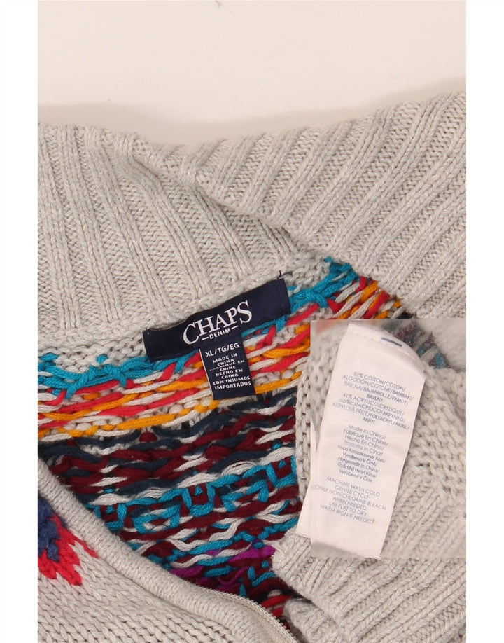 CHAPS Cardigan sweater til kvinder UK 18 XL Grå Fair Isle Bomuld