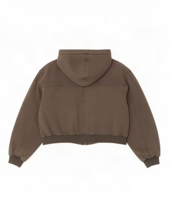Pull & Bear Womens Pacific Republic Crop Bomber Jacket UK 14 Medium Khaki