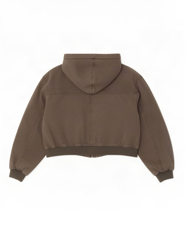 Pull & Bear Womens Pacific Republic Crop Bomber Jacket UK 14 Medium Khaki