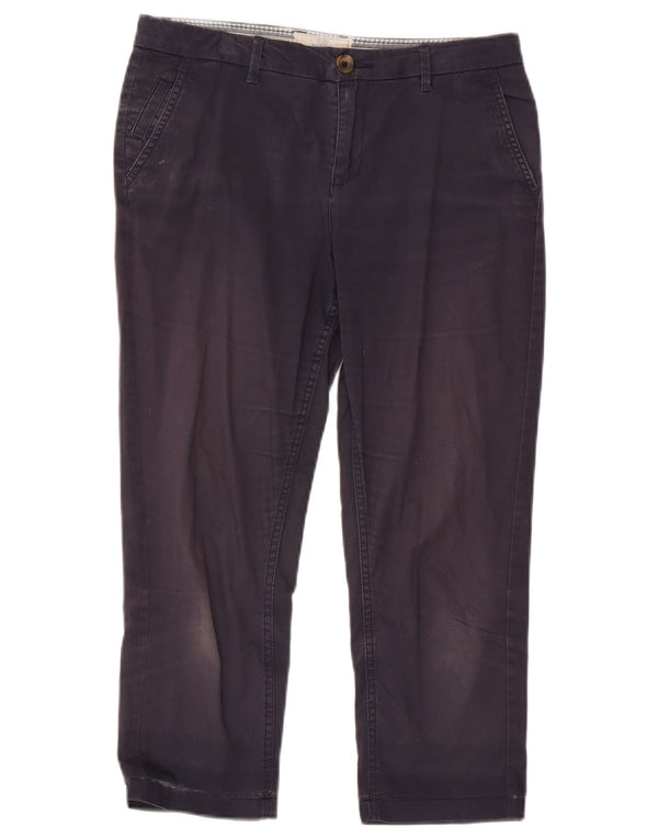 Fat Face Dame Capri Bukser UK 10 Small W28 L22 Navy Blue Bomuld