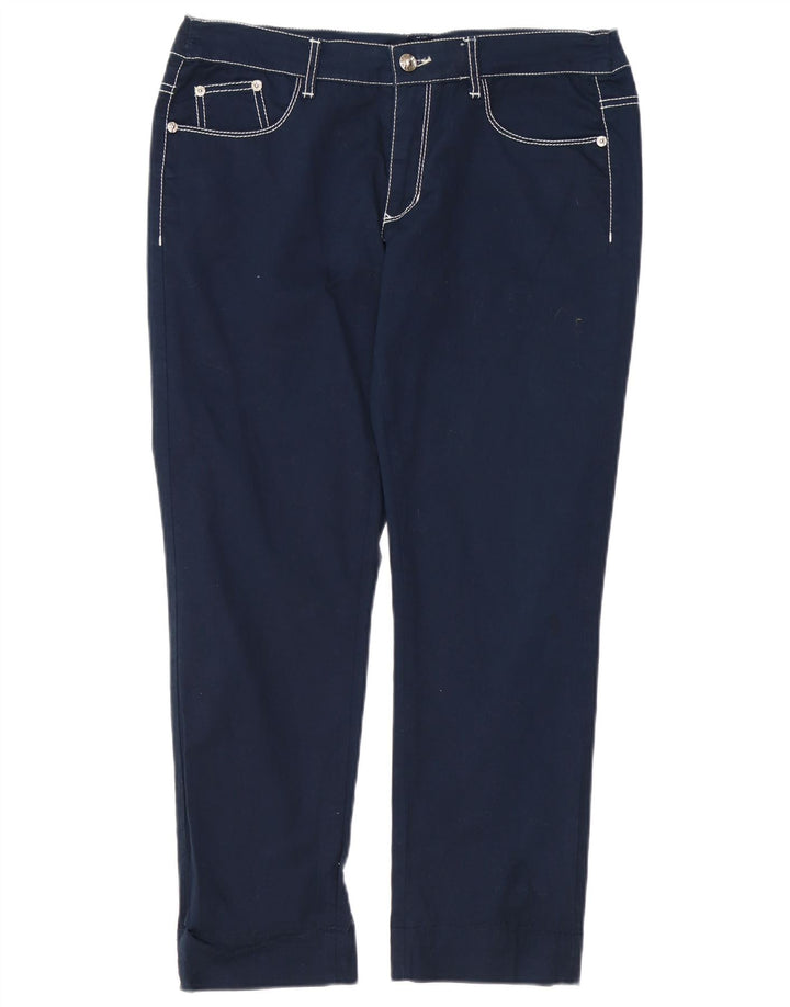 ROCCOBAROCCO Womens Straight Casual Trousers IT 47 Large W33 L27 Navy Blue Vintage Roccobarocco and Second-Hand Roccobarocco from Messina Hembry 