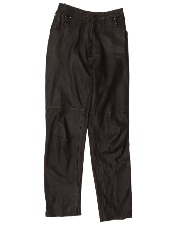 Vintage kvinders højtaljede læderbukser EU 40 Medium W28 L31 Sort