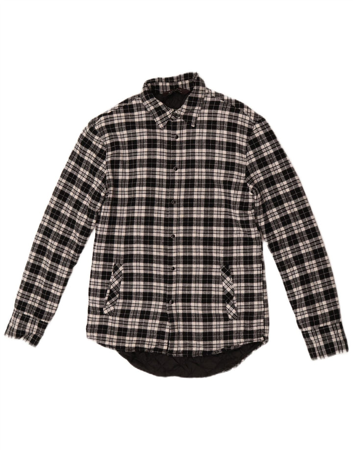 Zara Herre Lumberjack Flanel Shirt Lille sort ternet bomuld