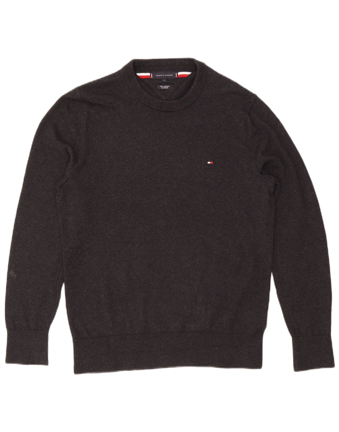 Tommy Hilfiger Herre Crew Neck Jumper Sweater Medium Grå Bomuld