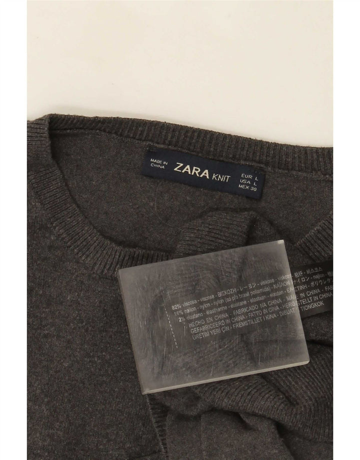 Zara Dame sweater med rund hals DK 14 Stor grå viskose