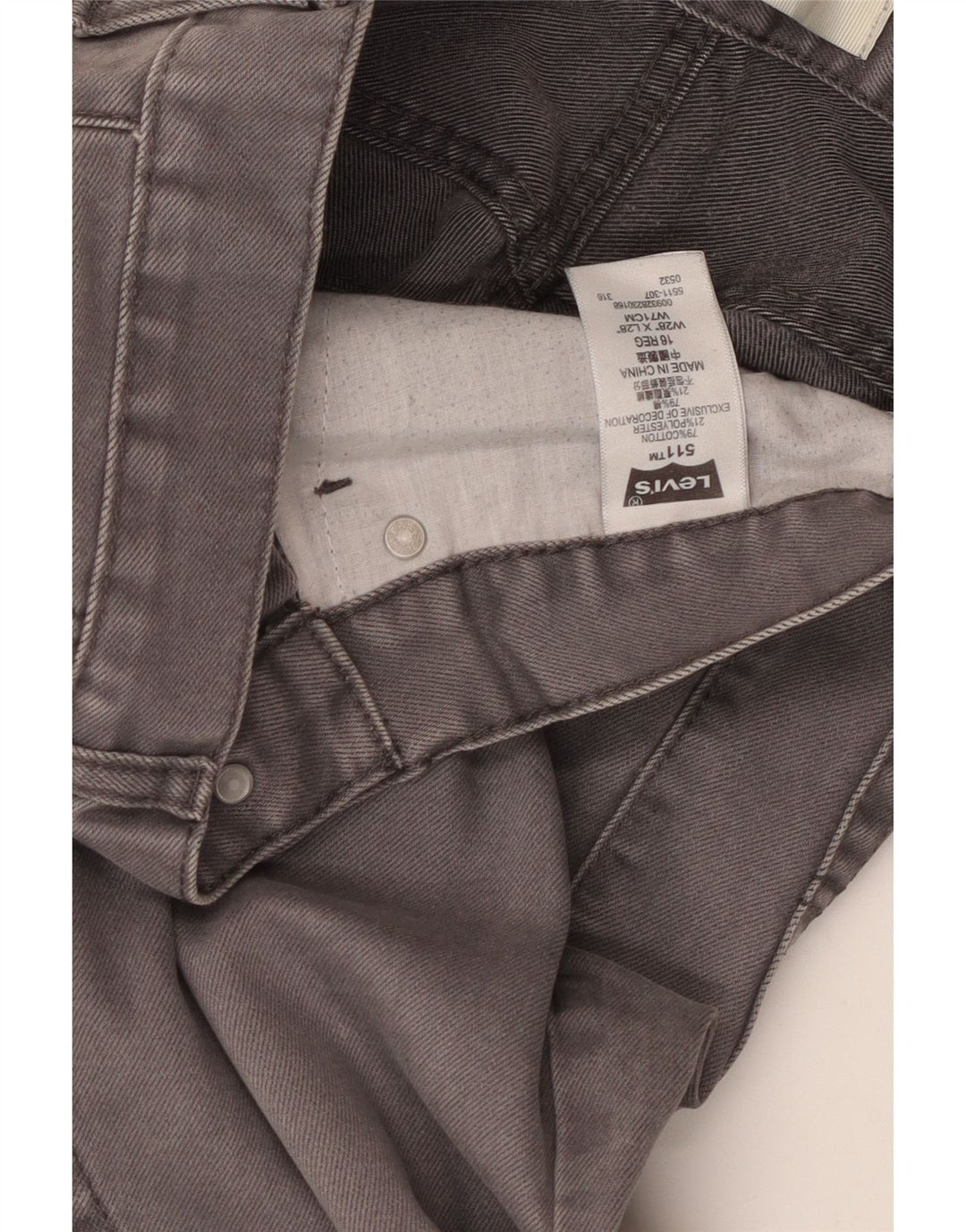 Levi's Boys 511 Slim Jeans 15-16 år W28 L28 Grå Bomuld