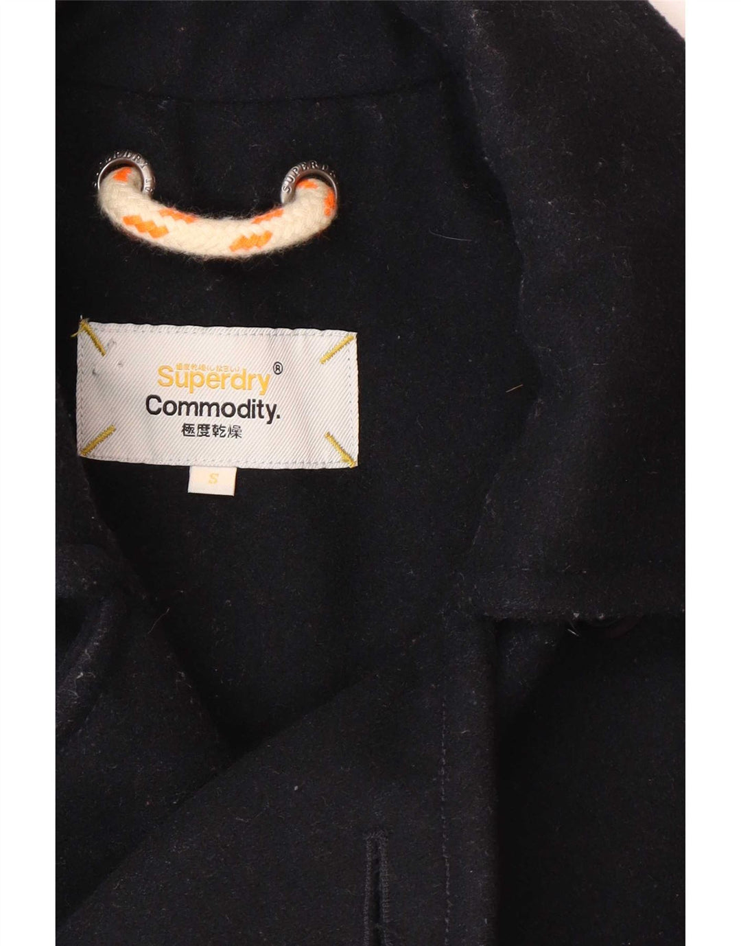 Superdry Men Pea Coat UK 36 Small Navy Blue Wool