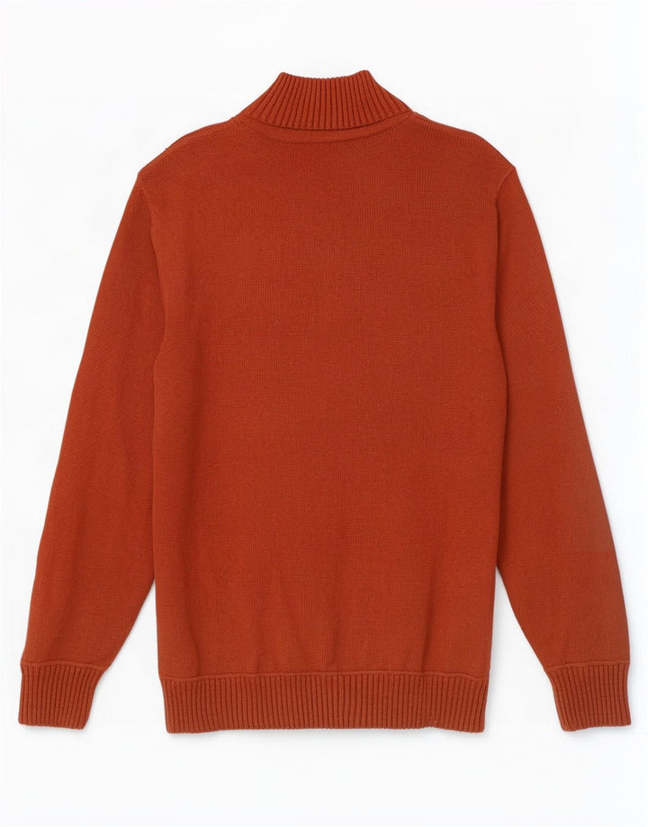 Eddie Bauer Herre Zip Neck Jumper Sweater Stor Brun Bomuld