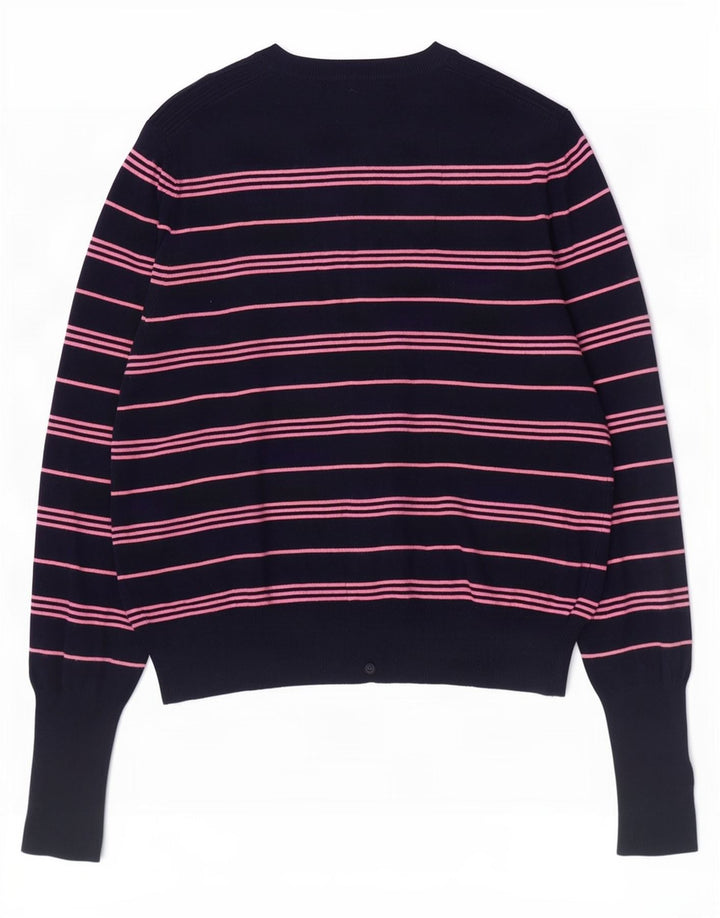 Marks & Spencer Dame Crop Cardigan Sweater UK 12 Mellem marineblå stribet