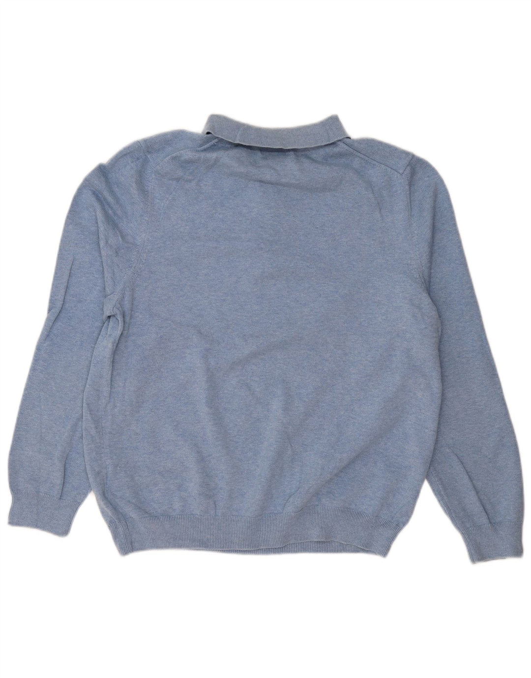 EDDIE BAUER Herre polo-hals sweater mellemblå bomuld