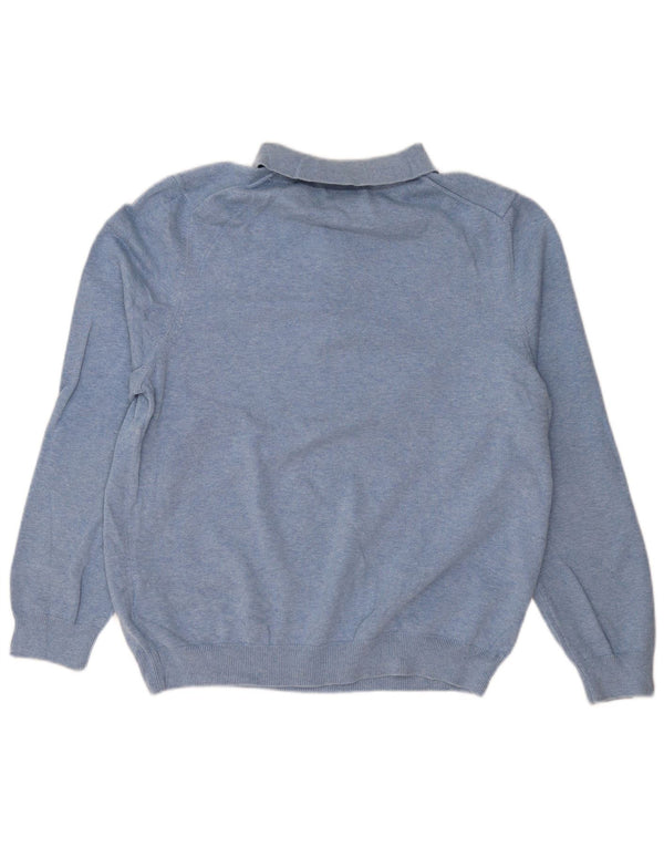 EDDIE BAUER Herre polo-hals sweater mellemblå bomuld