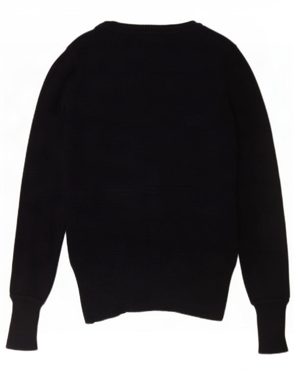 Zara Dame Cardigan Sweater UK 14 Stor Marineblå Bomuld