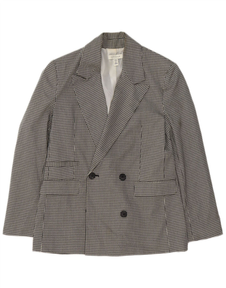 Topshop Dame Loose Fit Blazer Jacket UK 8 Small Black Check