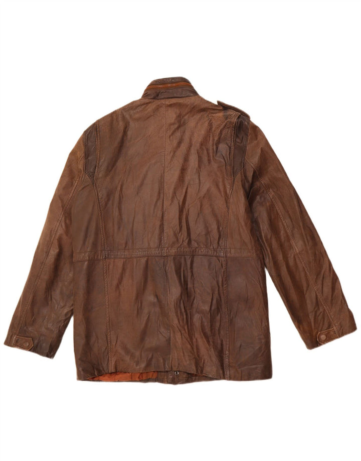Vintage Herre Military Læderjakke UK 38 Medium Brown Læder