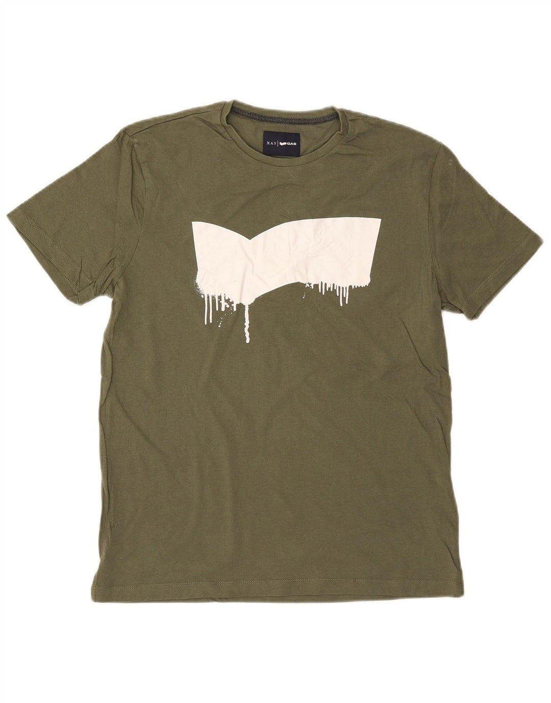 GAS Grafisk T-shirt top til mænd Stor Khaki Bomuld