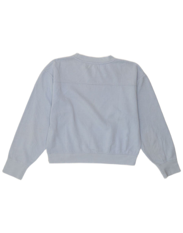 Zara Womens Crop Oversized Sweatshirt Jumper UK 10 Small Blue Polyester