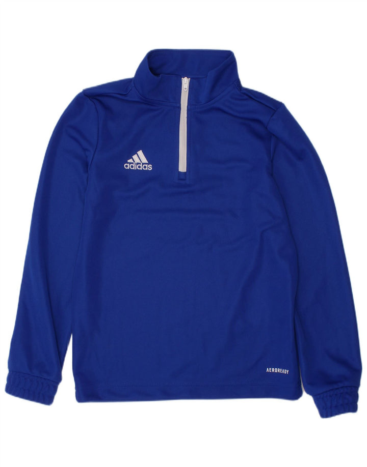 ADIDAS Boys Aeroready Zip Neck Pullover Træningsdragt Top 7-8 år Blå