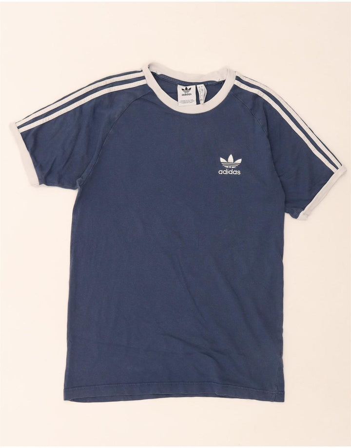 ADIDAS Herre T-Shirt Top Lille Blå Bomuld
