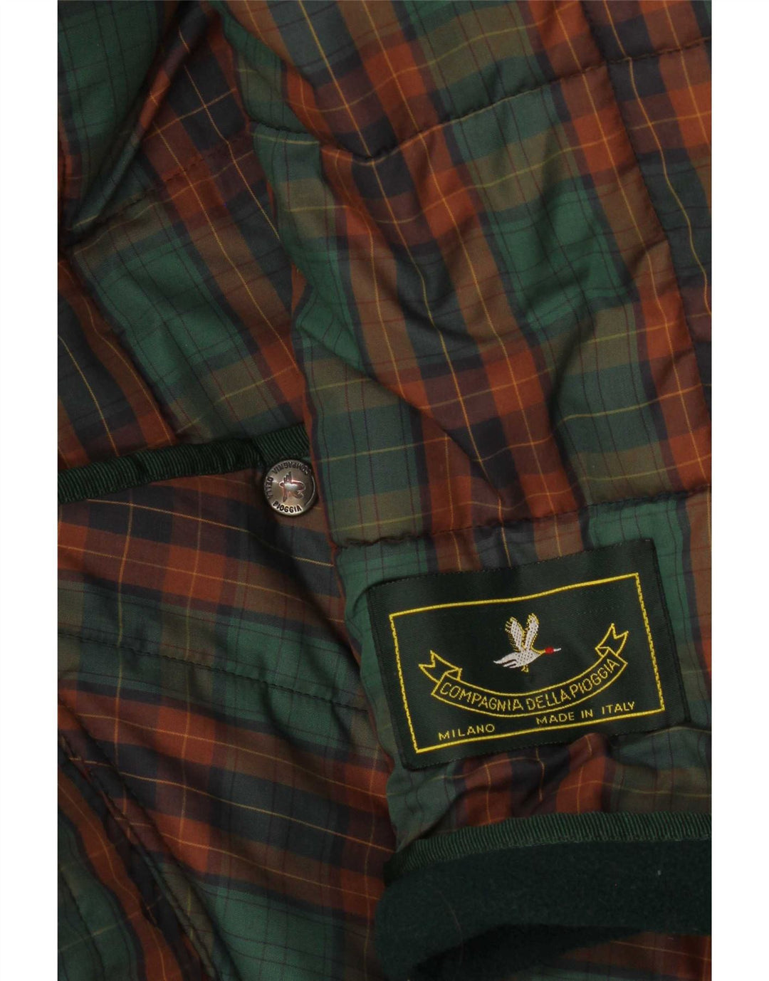 Vintage polstret frakke til kvinder UK 18 XL Grøn Plaid