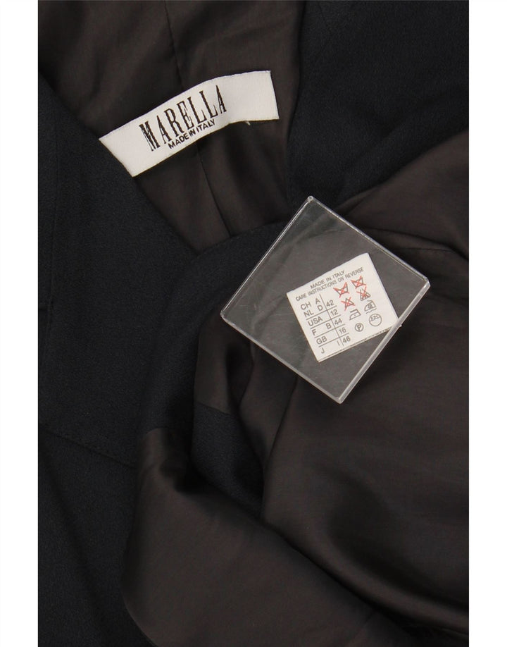 MARELLA Dame 4-knaps blazerjakke UK 16 Stor marineblå viskose