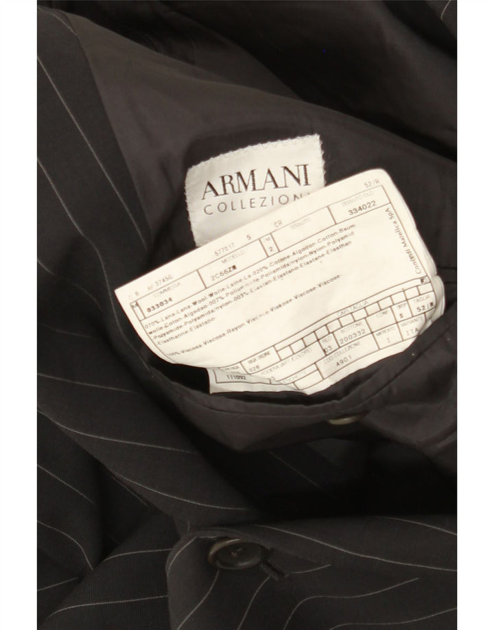 Armani Collezioni Herre 3-knaps blazerjakke IT 52 Stor sort nålestribe