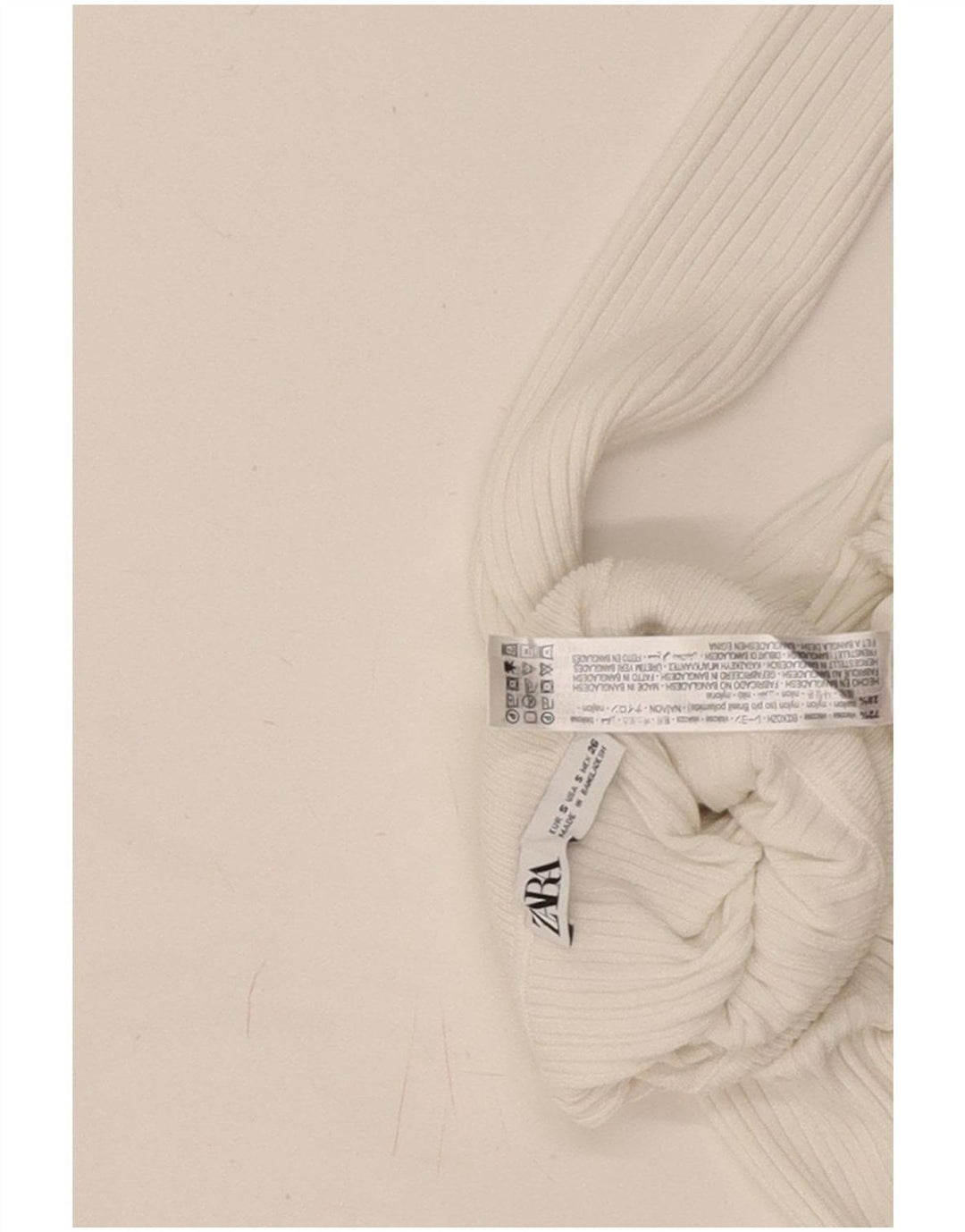 Zara Womens Crop Roll Neck Bluse Top UK 8 Small White Viscose