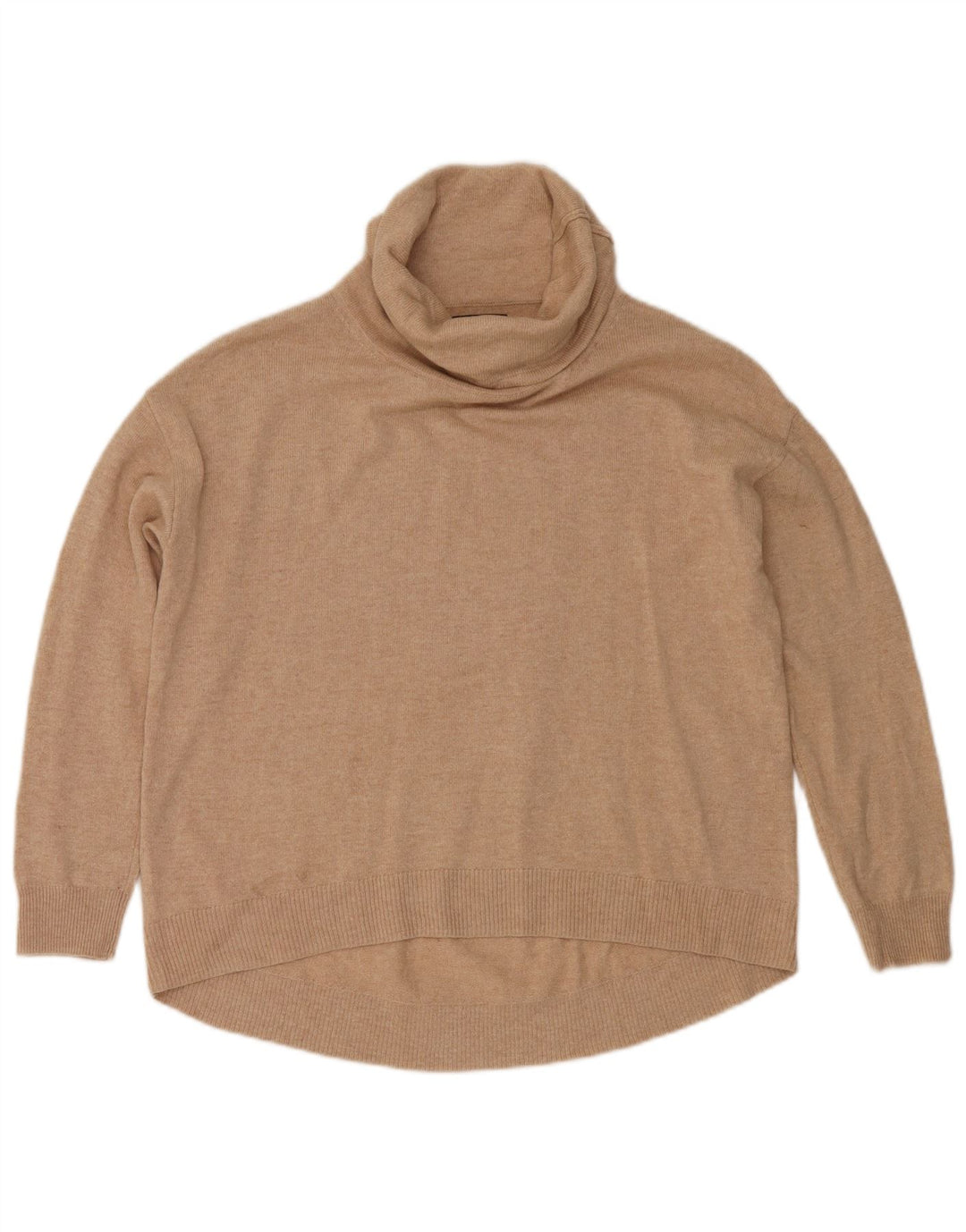 Massimo Dutti Dame Oversized Roll Neck Jumper Sweater UK 10 Small Beige
