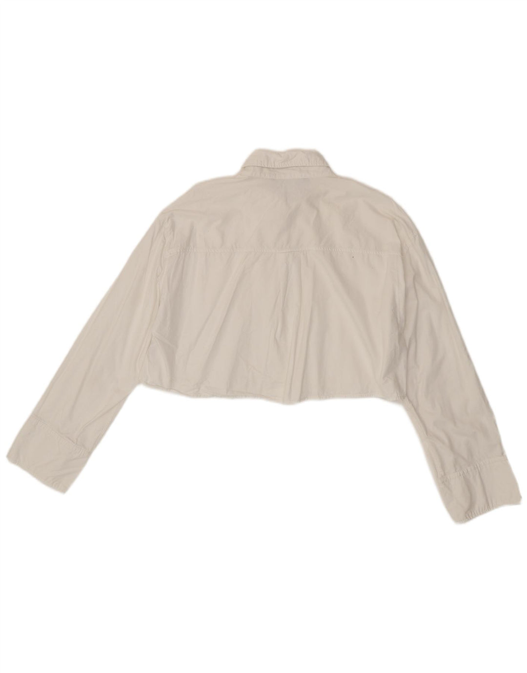 Zara Womens Crop Shirt Bluse UK 16 Large White Bomuld