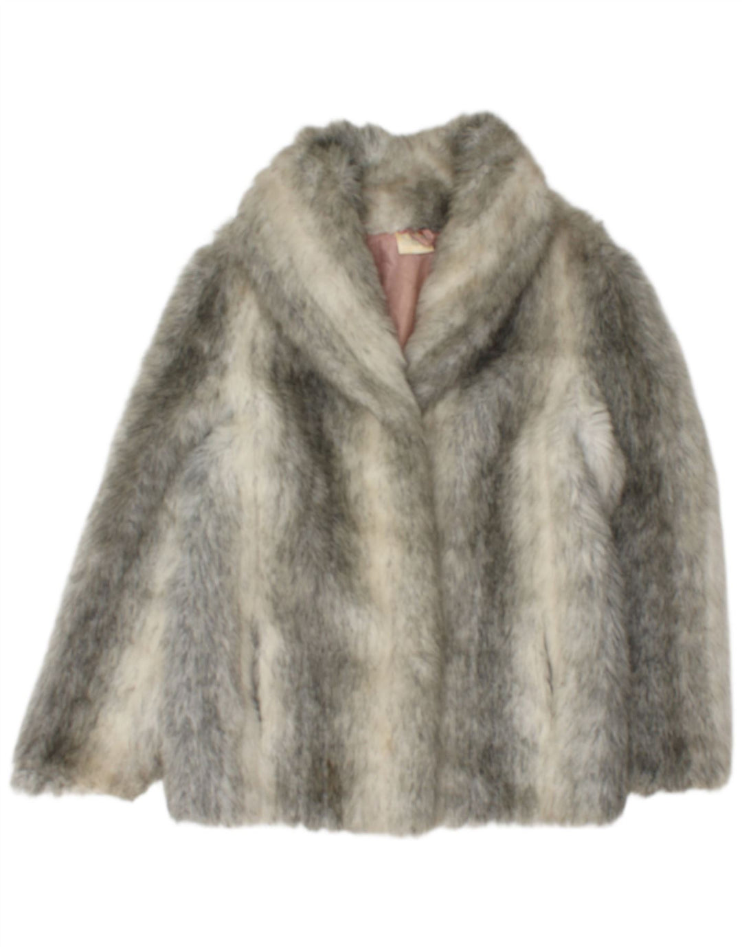 Francesca Dame imiteret Pelsjakke UK 12 Medium Grey Animal Print Modacryl